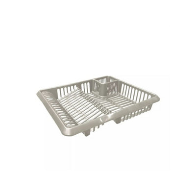  - Taupe Plastic Kitchen Dish Drainer  Large Capacity Dish Rack With PlateCup And Cutlery Holder  DurableElegant