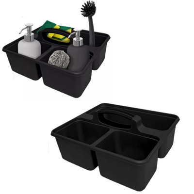 Graphite Medium Cleaning Caddy Plastic Basket Tote Tidy Tray Handle Carry All Organiser from B&Q