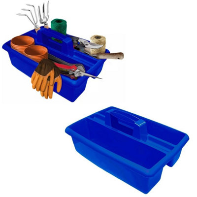 Blue Large Cleaning Caddy Plastic Basket Tote Tidy Tray Handle Carry All Organiser from B&Q