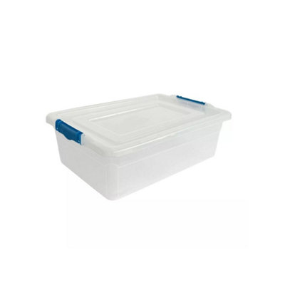 - Set Of 5 Of 32L Clear Plastic Storage Boxes With Clip-On Lids StrongStackable And Transparent Storage Solution
