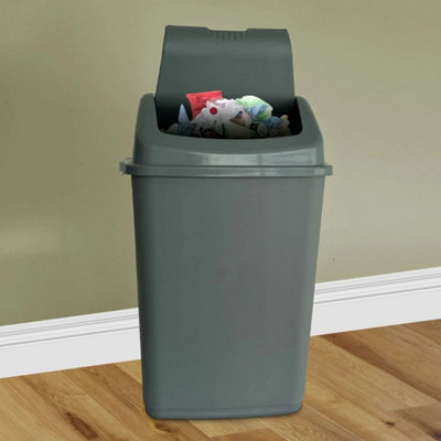  - Silver 50L Plastic Swing Top Dust Bin SleekDurableAnd Space Saving Waste Solution For HomeKitchenAnd Office