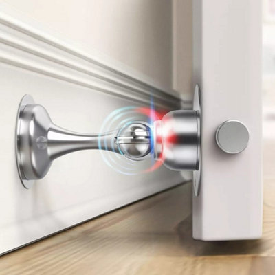 Domira Silver Magnetic Door Stopper Heavy Duty Floor Mounted Door Stop from B&Q