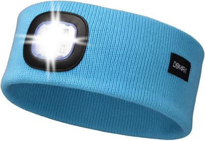 Domira Rechargeable Led Head Torch Super Bright Headlamp Usb Headtorch Head Lamp For Adults Kids Fishing Sky Blue from B&Q