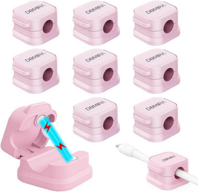 B&Q Domira Pink Magnetic Cable Holder Clips Pack Of 10 Self Adhesive Desk Cable Organiser With Magnetic Cable Lock