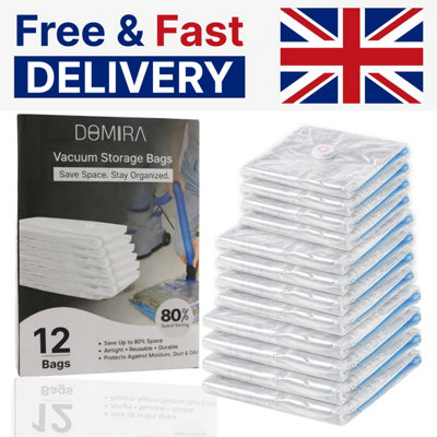  - Domira Vacuum Storage Bags Uk Reusable Space Saver Bags (12 Pack)