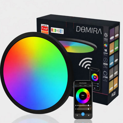 Domira White Smart Led Ceiling Light 24W With Remote Rgb Adjustable White 2700K To 6500K 2000Lm Alexa & Google Energy Efficient from B&Q