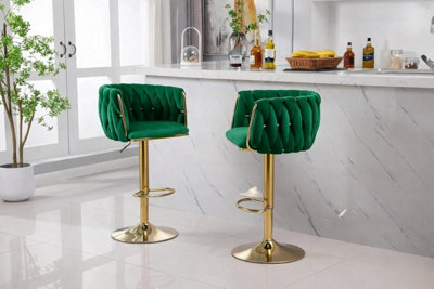 Hygrad Built to Survive Pair Of Velvet Bar Stools Luxury Breakfast Bar Stool Kitchen 360 Degree Swivel from B&Q