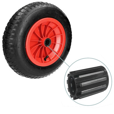 Ketobarrow 14" Wheelbarrow Wheel Pneumatic Tyre Innertube 3.50-8 With 20mm Needle Bearings from B&Q