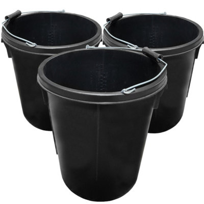 Ketobarrow Plasterers Bucket Black For Mixing Building Plaster And Holding Water25 Litre Plastic Heavy Duty Pack Of 3 from B&Q