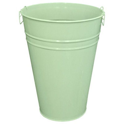 Ketobarrow Large Metal Flower Pot Vase Bucket Garden Planter With Drainage HoleBalcony Home Decor50LSage Green from B&Q