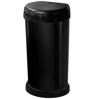 Ketobarrow 42L Moda Black Kitchen Bin Touch Top Waste Rubbish Recycle BinD-Shaped 42 Litre from B&Q