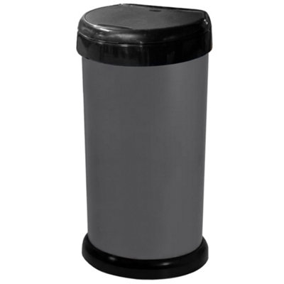 Ketobarrow Platinum Grey Kitchen Bin Waste Rubbish Recycle Bin Press TopD-Shaped 42L from B&Q