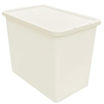 HEATON WHOLESALE 1 X 80L Cream Rattan Design Large Strong Spacious Home Office Container With Lid from B&Q