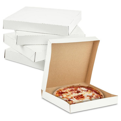 HEATON WHOLESALE 100 X 12" (12.5 X 12.5 X 1.9") White Slim Postage Pizza Takeaway Style Boxes Ideal For Restaurants & Takeaways from B&Q