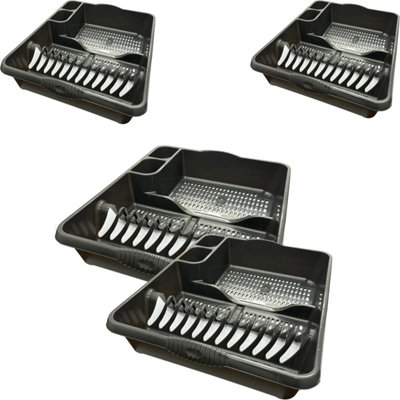 HEATON WHOLESALE 2 X Strong Dish Drainer Rack Large Plastic Cutlery Rack With Integral Handles from B&Q