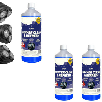 HEATON WHOLESALE 2 X Shaver Cleaning 1 Litre Refill Fluid Hygienically CleansRemoves Residual Hair & Skin Particles from B&Q