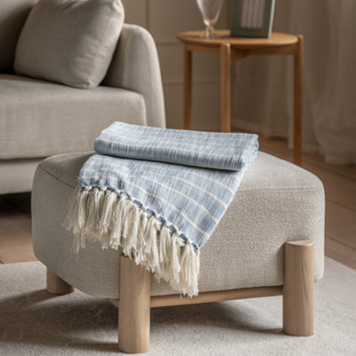 Gallery™ Blue & White Striped Woven Striped Throw (L) 170Cm X (W) 130Cm from B&Q