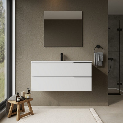 Banyetti Celtic 1000mm Wall Hung Basin Unit With Lira BasinGloss White from B&Q