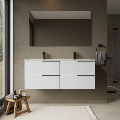 Banyetti Celtic 1200mm Wall Hung Basin Unit With Athena BasinGloss White from B&Q