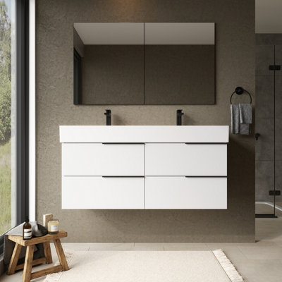 Banyetti Celtic 1200mm Wall Hung Basin Unit With Veneto 2 Tap Hole BasinGloss White from B&Q