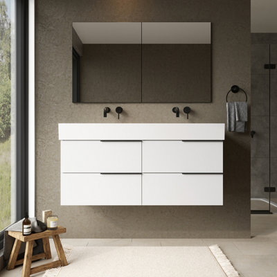 Banyetti Celtic 1200mm Wall Hung Basin Unit With Veneto 0 Tap Hole BasinGloss White from B&Q