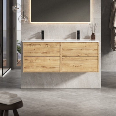 Banyetti Venti 1200Mm Wall Hung Vanity Unit With Athena Basin - Ostippo Oak