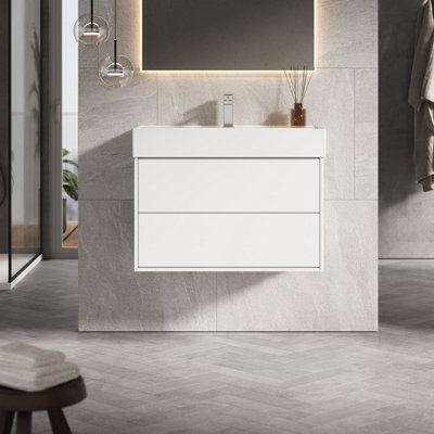 Banyetti Venti 800mm Wall Hung Vanity Unit With Veneto 1 Tap Hole BasinMatt White from B&Q