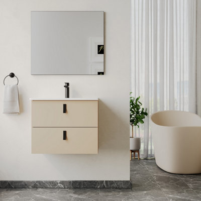 Banyetti Invicta 600mm Wall Hung Vanity Unit With Lira BasinCashmere from B&Q