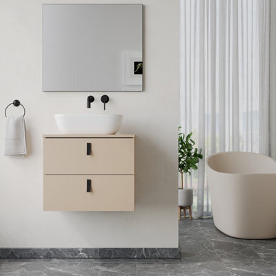 Banyetti Invicta 600mm Wall Hung Vanity Unit With Matching WorktopCashmere from B&Q