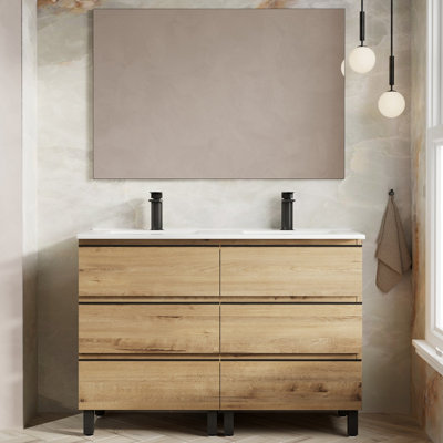 Banyetti Vatilla 1200mm Floorstanding Vanity Unit With Athena BasinOstippo Oak from B&Q