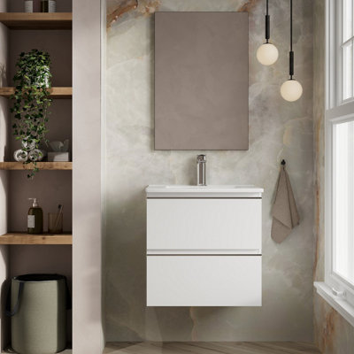 Banyetti Vatilla 600mm Wall Hung Basin Unit With Athena BasinGloss White from B&Q