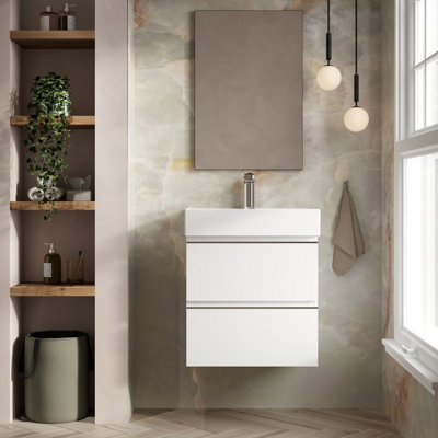 Banyetti Vatilla 600mm Wall Hung Basin Unit With Veneto 1 Tap Hole BasinGloss White from B&Q