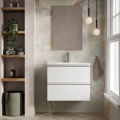 Banyetti Vatilla 700mm Wall Hung Basin Unit With Lira BasinGloss White from B&Q