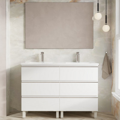 Banyetti Vatilla 1200mm Floorstanding Vanity Unit With Lira BasinGloss White from B&Q