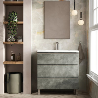 Banyetti Vatilla 800 Floorstanding Vanity Unit With Athena Basin - Cemento