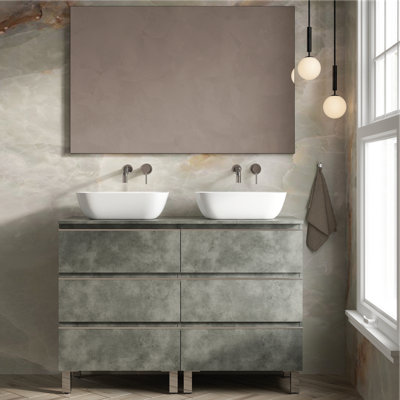 Banyetti Vatilla 1200mm Floorstanding Vanity Unit With Matching WorktopCemento Grey from B&Q