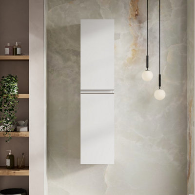 Banyetti Vatilla 1500mm Wall Hung Tall Cabinet With Chrome HandlesGloss White from B&Q