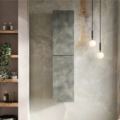 Banyetti Vatilla 1500mm Wall Hung Tall Cabinet With Chrome HandlesCemento Grey from B&Q