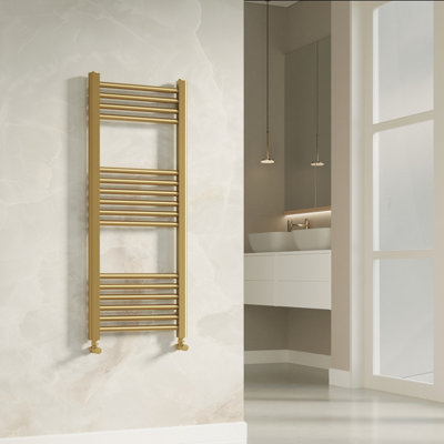 Banyetti Aureli 1000mm X 400mm Ladder Towel Rail RadiatorBrushed Brass from B&Q