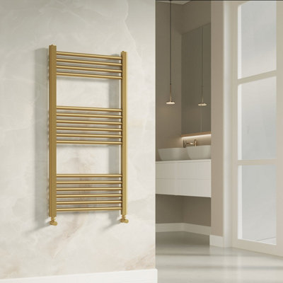 Banyetti Aureli 1000 X 500 Ladder Towel Rail RadiatorBrushed Brass from B&Q