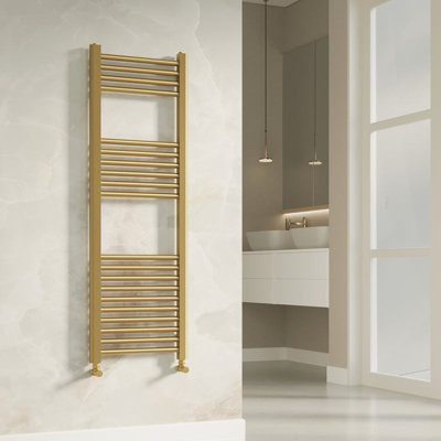 Banyetti Aureli 1200 X 400 Ladder Towel Rail RadiatorBrushed Brass from B&Q