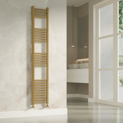 Banyetti Aureli 1600 X 300 Electric Ladder Towel Rail RadiatorBrushed Brass from B&Q