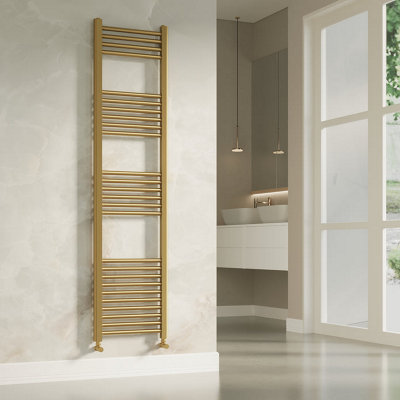 Banyetti Aureli 1600 X 400 Electric Ladder Towel Rail RadiatorBrushed Brass from B&Q