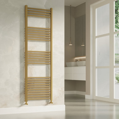 Banyetti Aureli 1600 X 500 Electric Ladder Towel Rail RadiatorBrushed Brass from B&Q