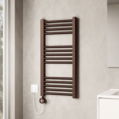 Banyetti Aureli Brushed Bronze Electric Ladder Towel Rail Radiator800mm X 400mm from B&Q