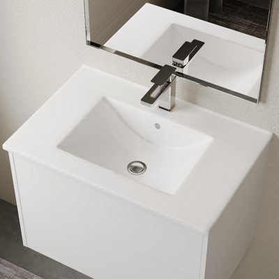 B&Q -  Lira 700mm Porcelain Basin SinkGloss White