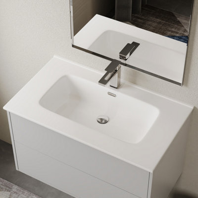 B&Q -  Athena 800mm Porcelain Basin SinkGloss White