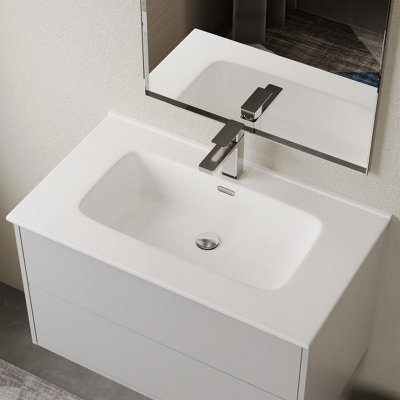 B&Q -  Athena 1000mm Porcelain Basin SinkGloss White