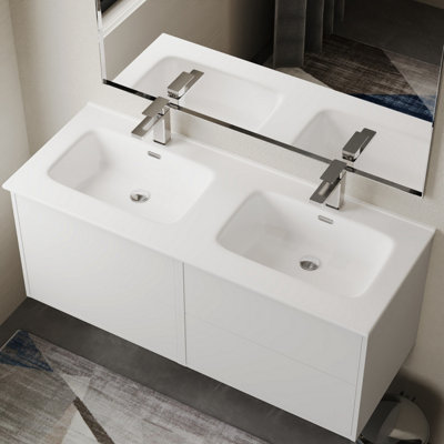 B&Q -  Athena 1200mm Porcelain Basin SinkGloss White