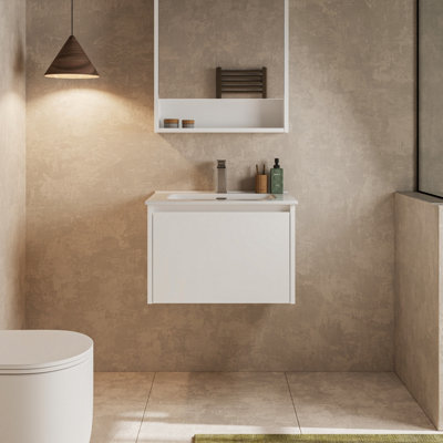 Banyetti Mino 600mm Wall Hung Vanity Unit With Lira BasinGloss White from B&Q